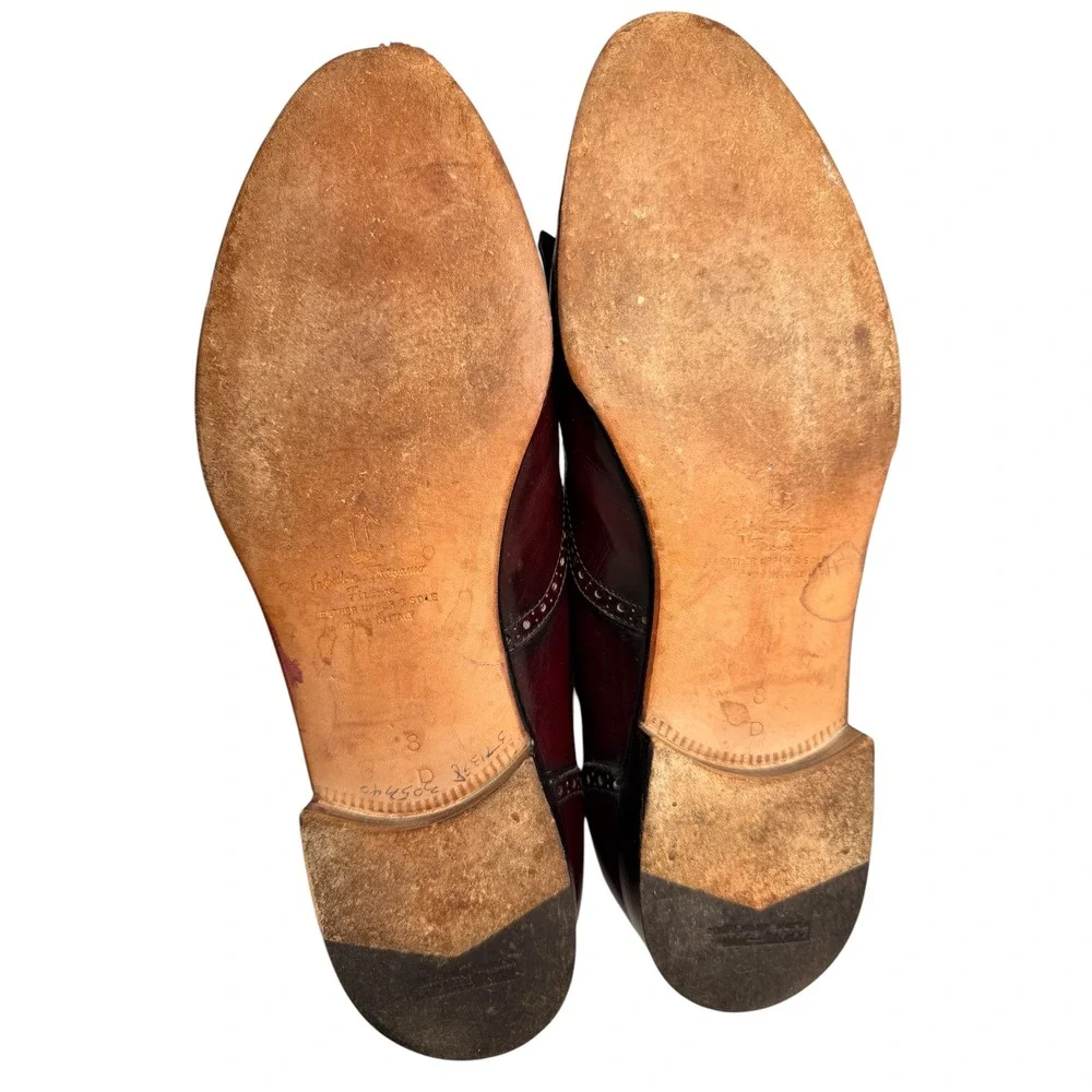 Vintage Ferragamo Kiltie Tassel Loafers Burgundy 8D